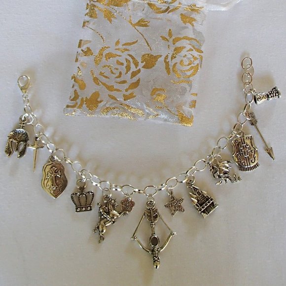 COPY - Medieval Theme Charm Bracelet Handcrafted Jewelry + Free Organza Roses G… - Picture 1 of 16